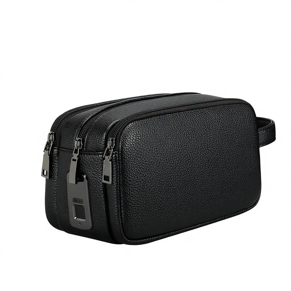 Luxury Custom Vintage Men's Business Clutch Bag Soft PU Leather Waterproof Large Capacity Handbag with Zipper Closure