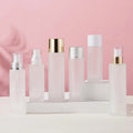 50ml/4oz Frosted Glass Stock Fine Mist Spray Bottle 100ml Cylinder Lotion Bottle with Pump Cap for Skin Care Cream and Mascara
