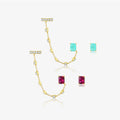 FUAMAY Gold Plated 925 Sterling Silver Double Pierced Earrings Cubic Zirconia Drop Stud Asymmetrical Earrings