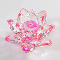 Pink Crystal Lotus Flower Engraving Item for Love-Themed Crystal Gifts
