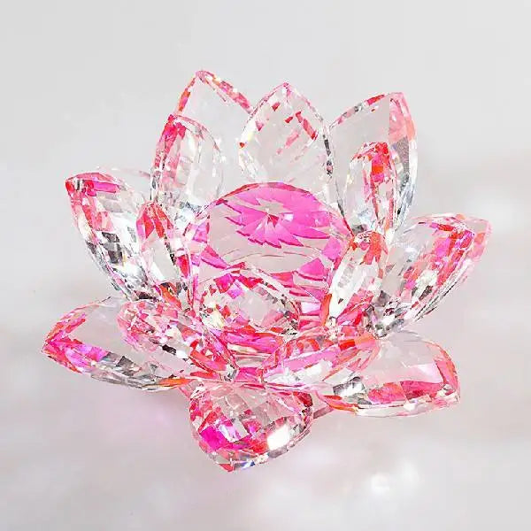 Pink Crystal Lotus Flower Engraving Item for Love-Themed Crystal Gifts