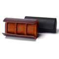 Black and Brown Finely Crafted 3-Slot Leather Detachable Multi-Functional Travel Watch Case Box