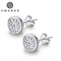 Wholesale Designer Cubic Zircon Jewelry 925 Sterling Silver 8mm 2ct Classic Round Stud Earrings for Women