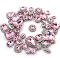 HFOUR Wholesale Pink Mixed 3D Silver Claw Diamond Crystal Buckle Flatback 9 Facets Loose Rhinestones Glass Material Sew-On for