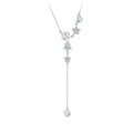 925 Sterling Silver Delicate Falling Stars Pendant Necklace for Women Wedding Party Dainty Fine Jewelry Gift BSN368
