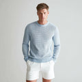 Men's Breathable Mesh-Knit Crewneck Sweater Organic Cotton Summer Knitwear