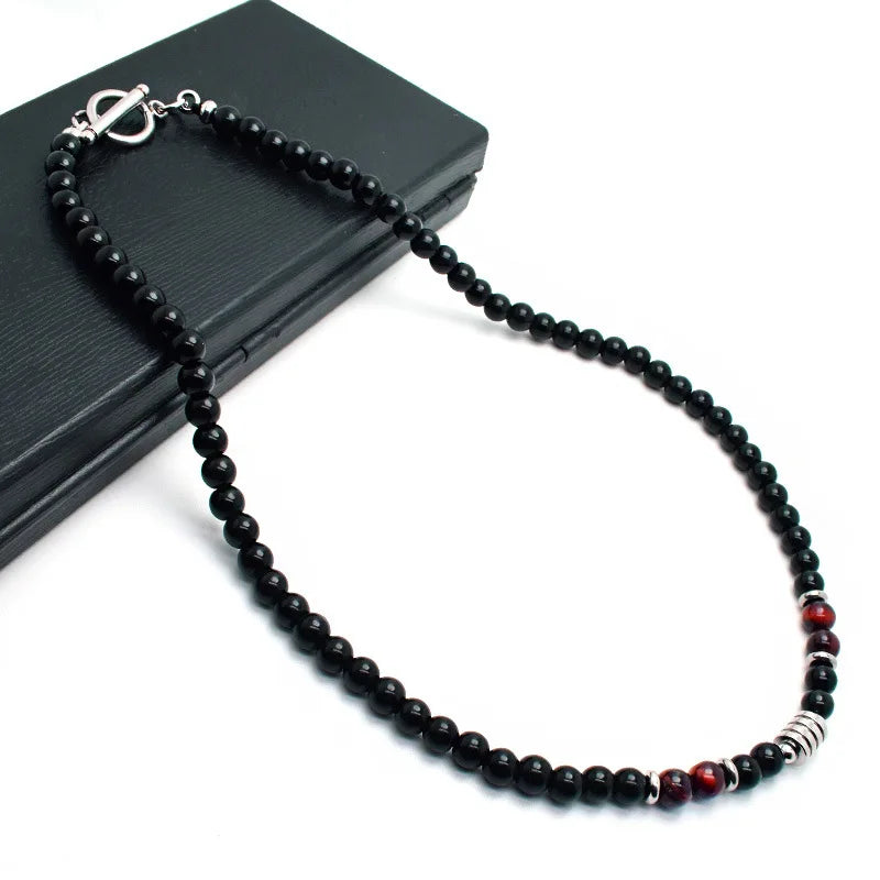 Factory Direct Making Natural Stone Tiger Eye Stone Shiny Agate Stainless Steel Clasp Men Necklace