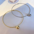 Ins New Simple Design Elegant Ball Pendant Necklace Stainless Steel Bead Pendant Necklace