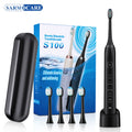 Sarmocare Sonic Electric Toothbrush with Travel case Rechargeable Toothbrushes with 8 Brush Heads for Adults