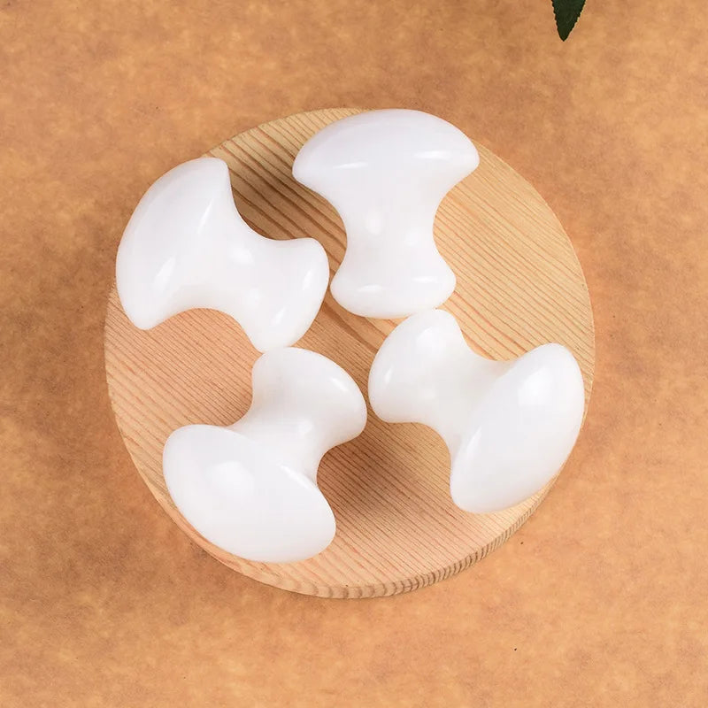 2026 Wholesale Back Scratcher Gua Sha Stone Natural White Jade Mushroom Jade Guasha Board Healing Crystals Crystal