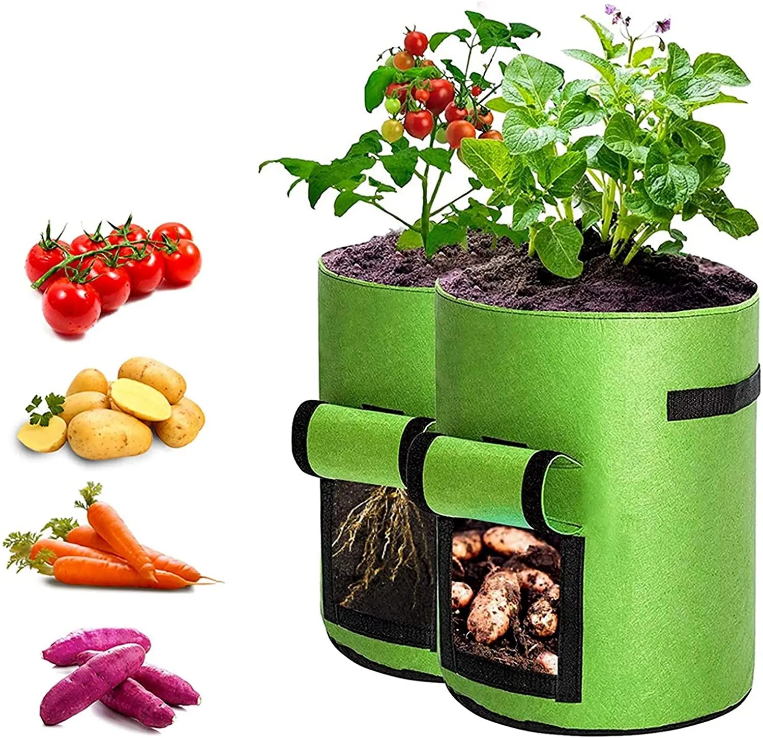 3 5 7 10 15 20 25 30 100 Gallon Non Woven Planter Grow Bags Aeration Fabric Pots Garden Potato Felt Grow Bags