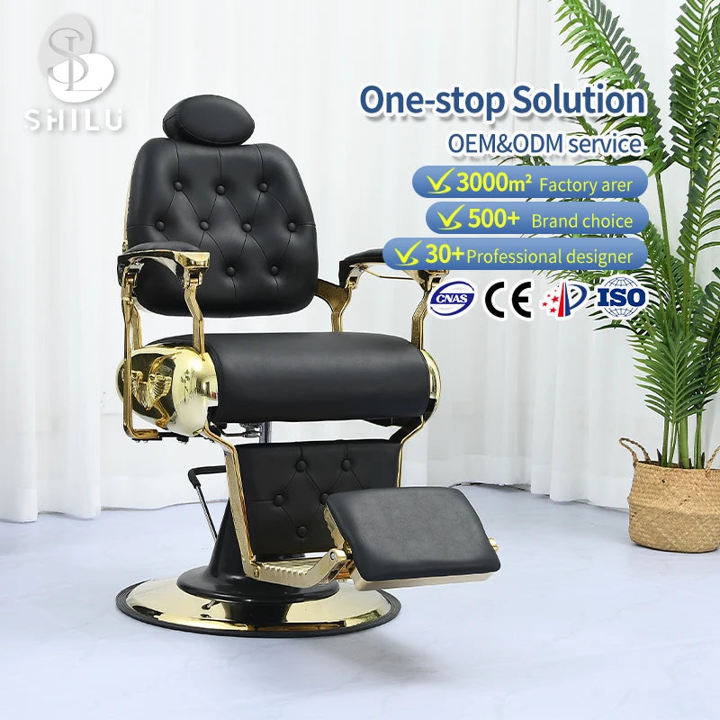 Classic Retro LF8 Barber Chair Luxury Vintage Black Metal Design Durable for Wholesale