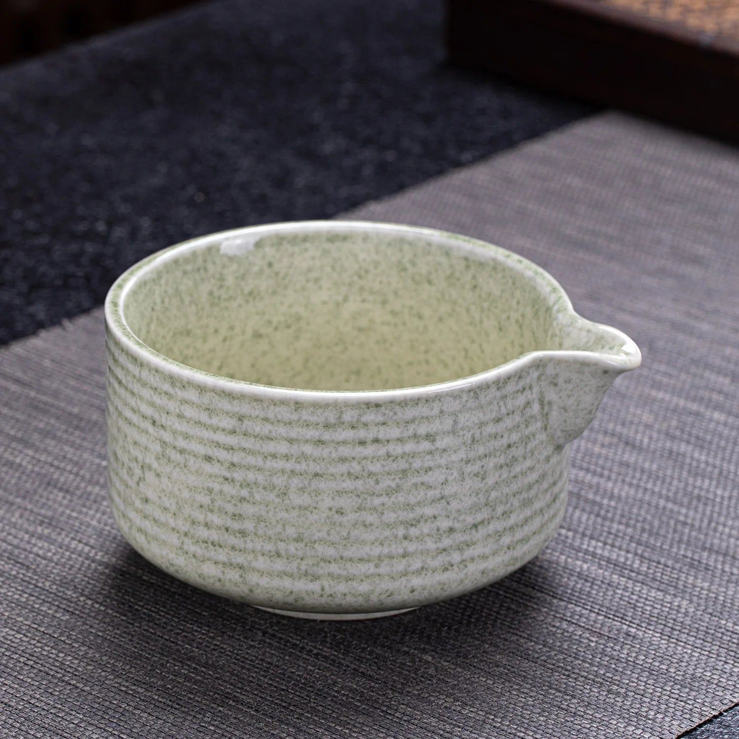 Handmade Traditional Glazed Matcha Powder Bowl Ceramic Whisk Chasen Holder Green Matcha Tea  Bowl with Spout