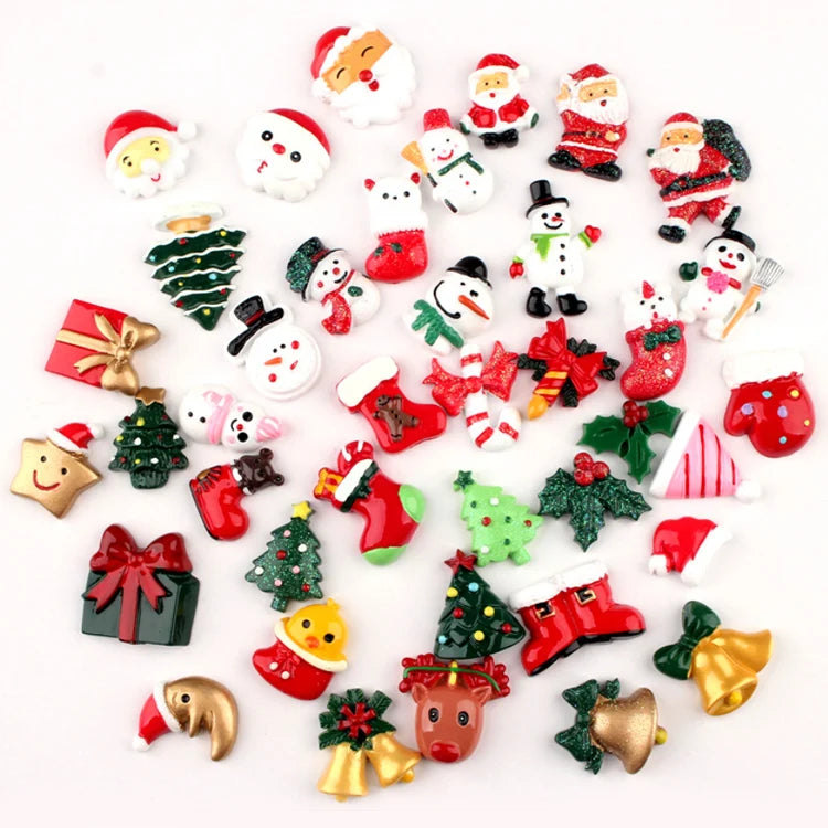 Yiwu Wintop Fashion Accessories Hot Sale Flat Back Mixture Flat Back Resin Cabochon Christmas Decoration Ornament