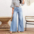 Stylish High-Waisted Bell Bottom Flare Pants Women's Jeans with Wide Legs Simple Casual Style Pour Femmes Pantalon Femme