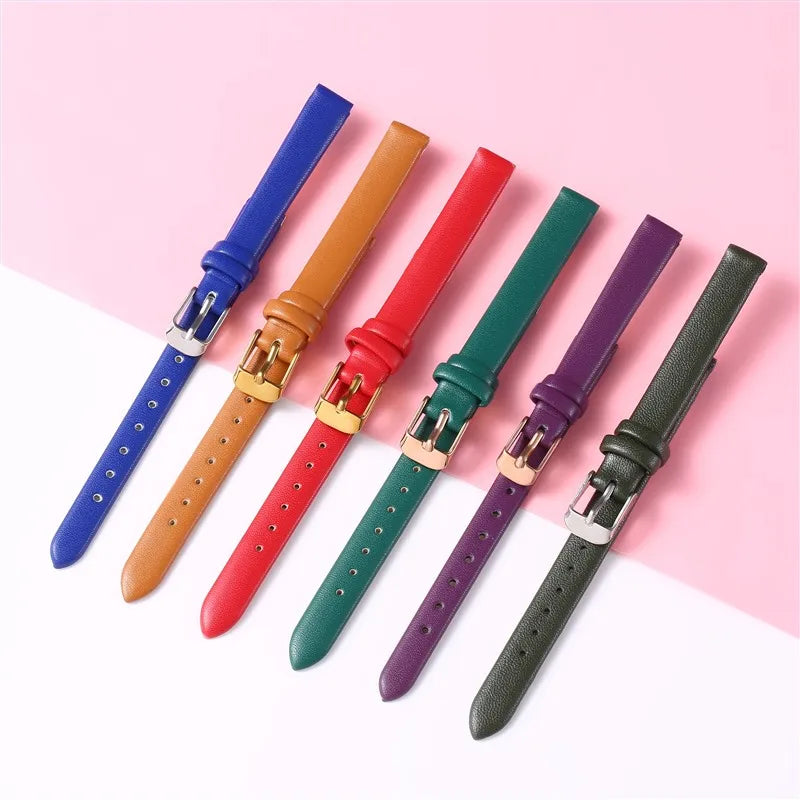 Soft and Thin Watch Band for Women Handmade Leather with Rose Gold Buckle Strap Bracelet Accessories for Watchband 8mm 10mm-22mm