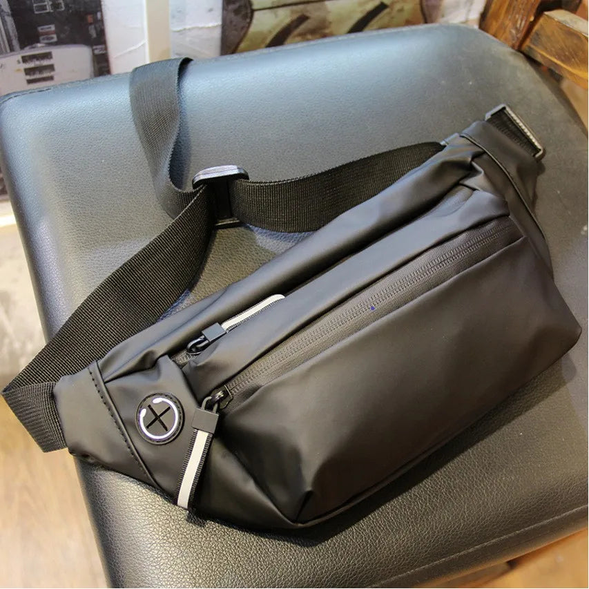 Unisex Waterproof PU Fanny Pack Men's Breast Bag for Casual Sports & Cycling Zipper Closure Messenger Bag for Running & Travel