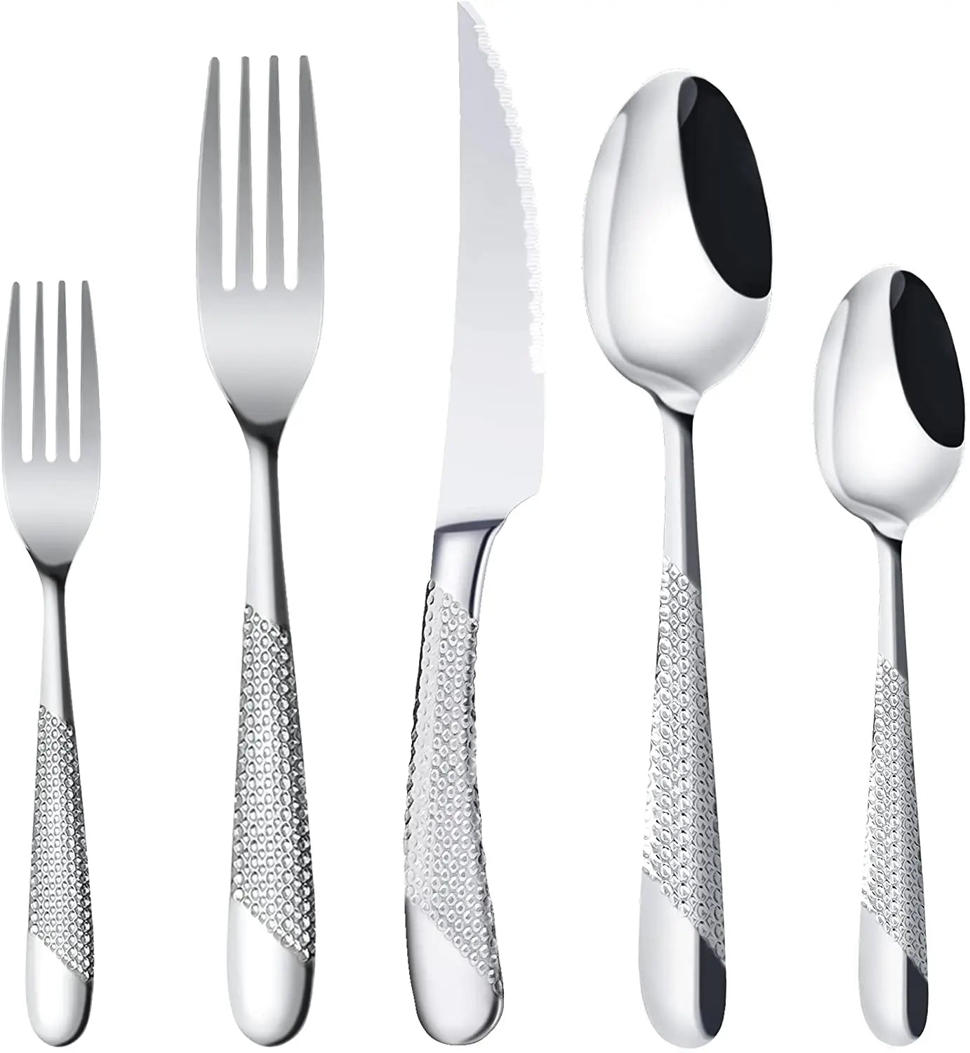 Elegance Golden Diamond Stainless Steel Flatware Set-Dishwasher Safe Forks Knives Spoons for Home Kitchen Restaurant for Parties