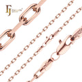 1.5mm+ FJ Fallon Fashion Jewelry Classic Paperclip Link Chain Plated in Rose Gold Brass Based Split
