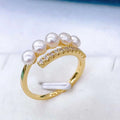 Unlimited Opening 18K Gold Plated Luxury AAAA Grade White Gemstone Ring for Women Natural Multi Bead Jewelry