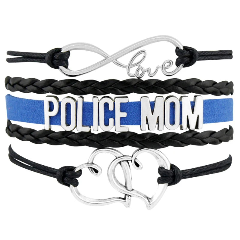 Policeman Cop Support Back the Blue Line Polices Girlfriend Daughter Son Sister Dad Wife Mom Bracelets for Women