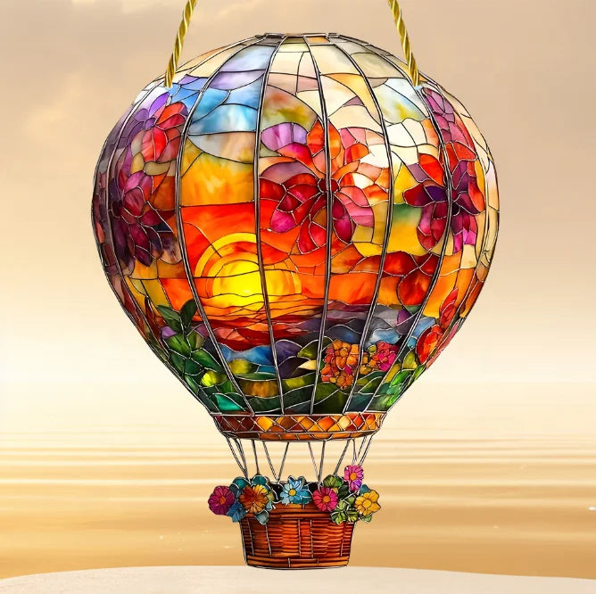 Hot Air Balloon Acrylic Pendant Window Decoration Home Decor Garden Natural Raw Crafts Sun Catcher