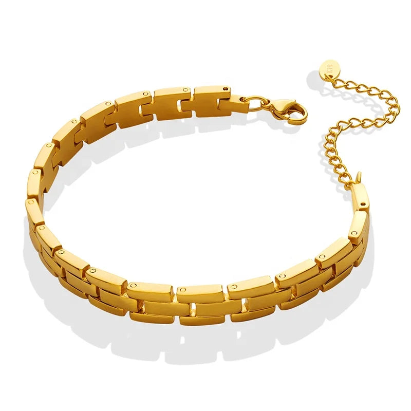 Factory Direct High Quality Popular Stainless Steel Geometric Bracelet Gold and Silver Plated Trendy Bangles Wholesale
