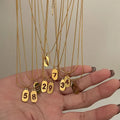 Trendy Minimalist Letter Pendant Necklace Women 18K Gold Plated Stainless Steel Link Chain Color-Retaining Birthday Gift