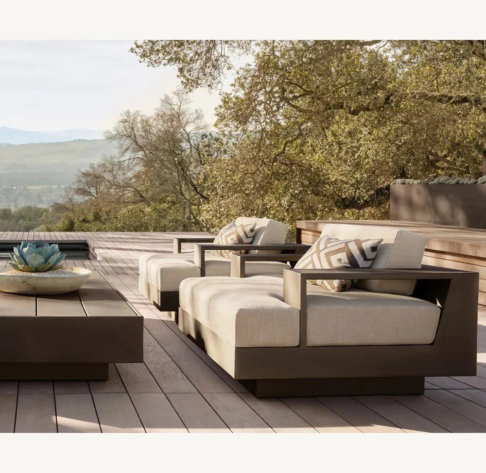 High End Modern Aluminum Dining Set Powdercoated Outdoor Furniture for Hotel and Villa Use