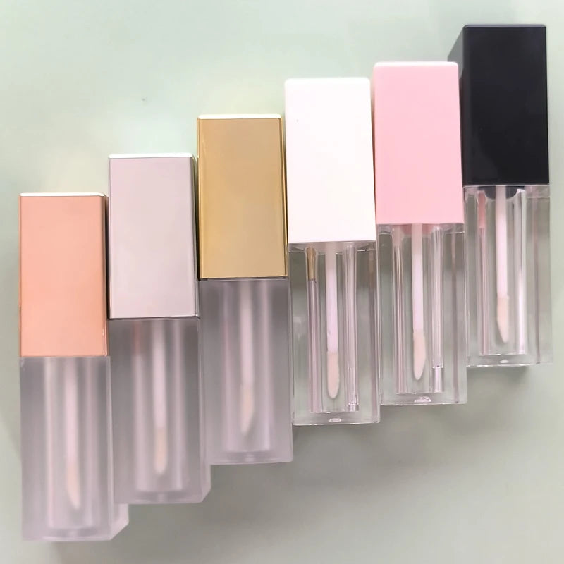 CY057 in Stock pink White Black Lip Oil Tubes Lip Gloss Plastic Bottles Wand Tubes Custom logo Gold square Matte Lipgloss Tubes