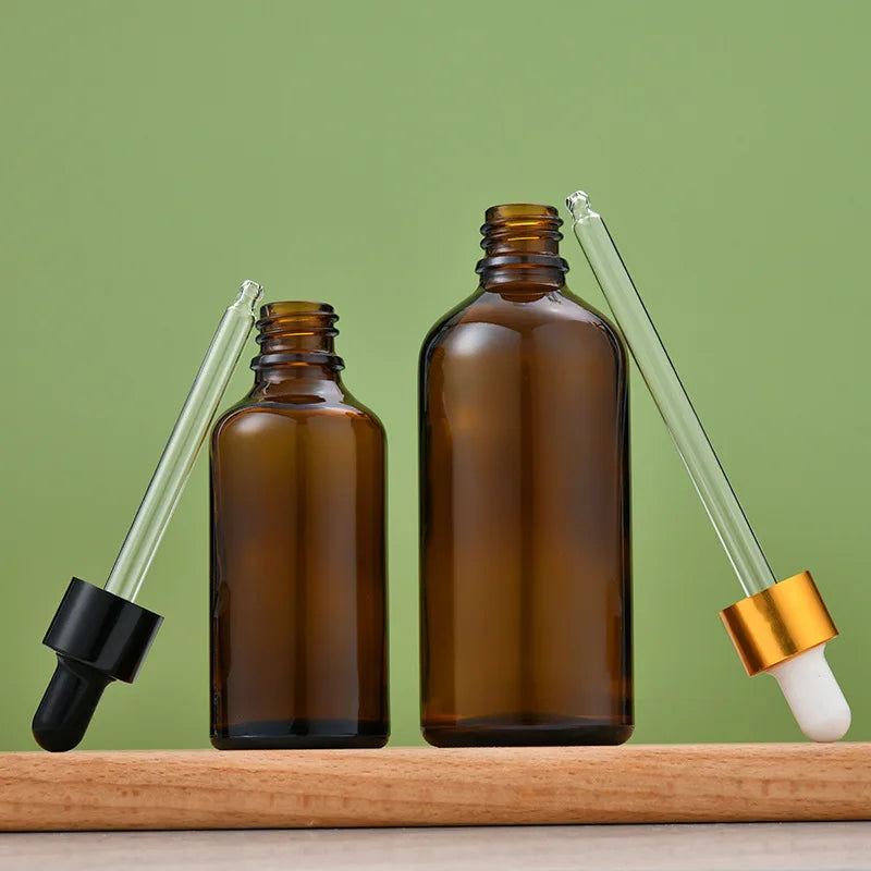 Wholesale Empty Amber 30ml Essential Oil Aroma Oil Perfume Glass Bottle with Dropper and Customizable Printing