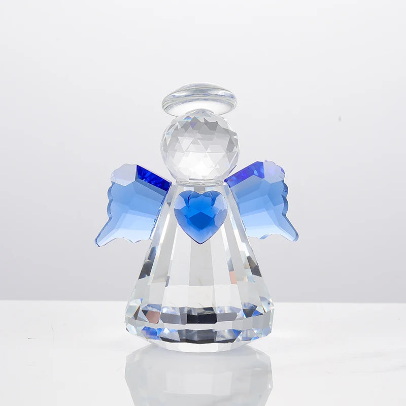 New 2026 Blue Cute Crystal Angel Baby Shower Glass Guardian Angel Statue Christening Kids Wedding Parties Souvenirs Gifts