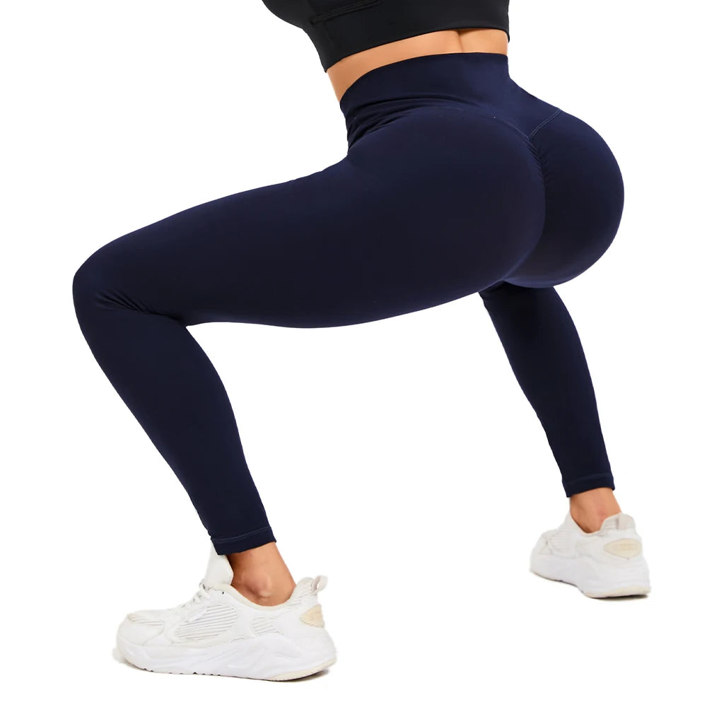 Navy Blue Gym Clothing Athletic Wear Fitness Yoga Workout Leggings Women High Waist Scrunch Butt Yoga Pant