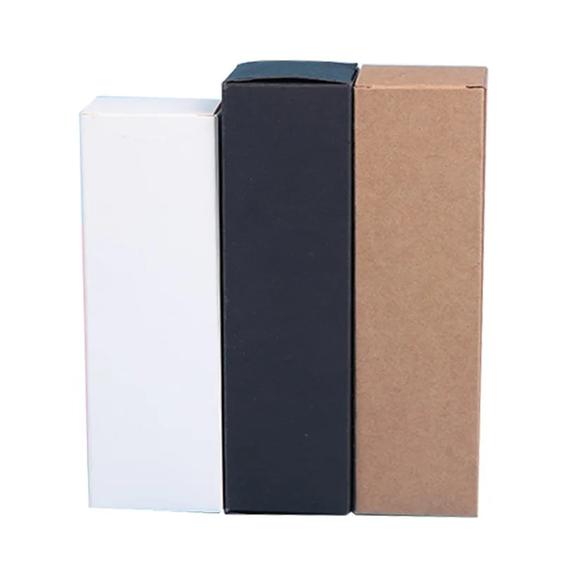 Papery Box Empty Cosmetic Packaging Box Brown White Black Custom Design 5ML- 100ML Essential Oil Bottle Kraft Paper Gift Box