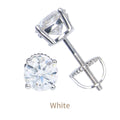 Fashion Jewelry 925 Silver Hypoallergenic Round Brilliant Cut Moissanite Cubic Zircon Gemstones 4-Claw Screw Stud Earrings