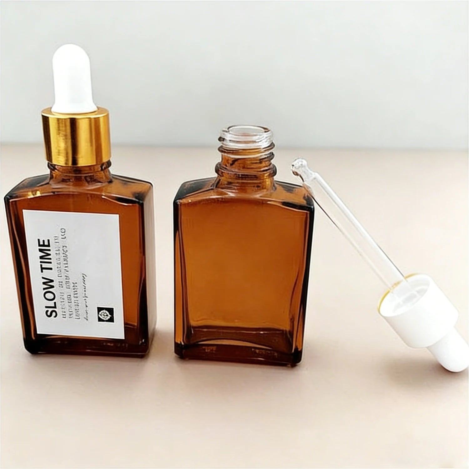 Amber UV Protection Empty 15ml Glass Essential Oil Bottle with Dropper for Beauty Skin Care Serum