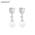 LUOTEEMI Wholesale Free Shipping Luxury Women Elegant Evening Dress Accessories  Romantic White Pearl Dangle Earrings