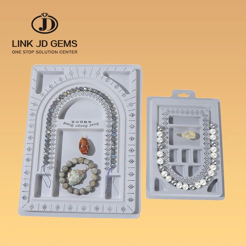 Measuring Tool Accessories Gray Flocked Bead Board Organizer Tray Design Craft for DIY Bracelet Necklace Beading Jewelry Making