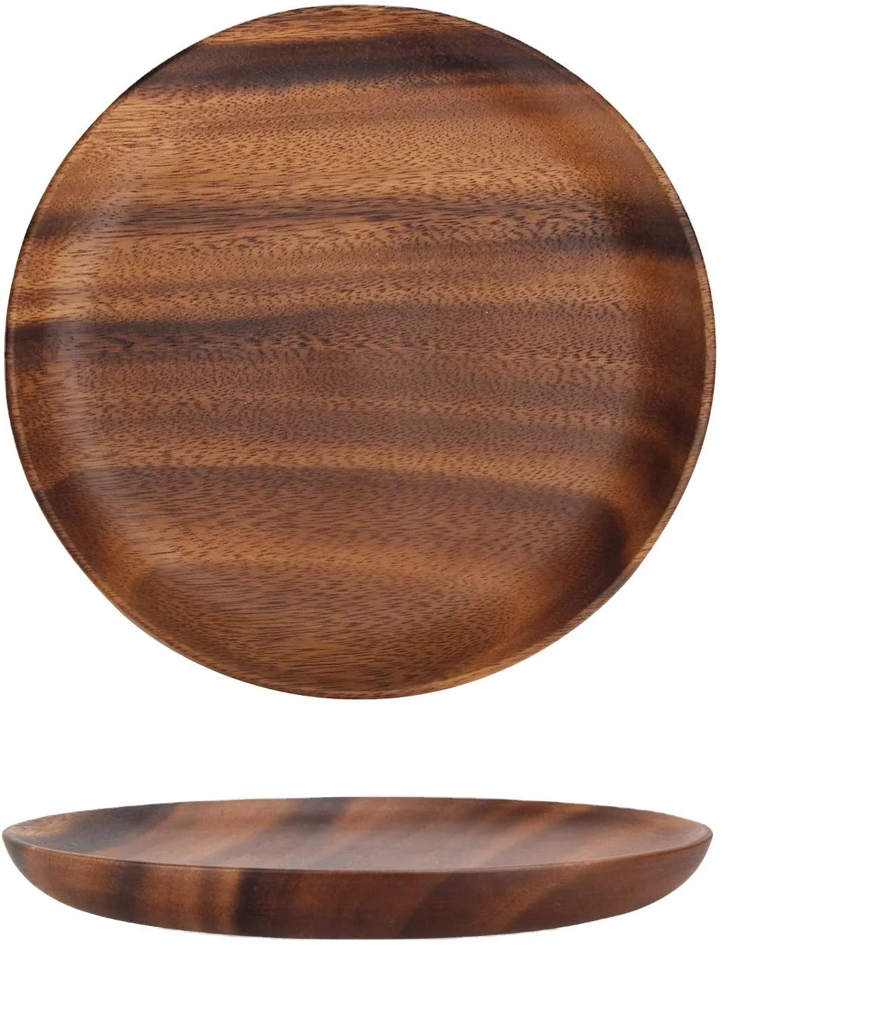 Wholesale Acacia Wood Dinner Plates Round Shape Easy Cleaning Lightweight Dessert Plates