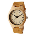 TJW Men's Premium Handmade Bamboo Watch with Leather Band Quartz Movement Analog Display Custom Logo