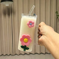 Glass Straw Cup Wholesale Large Capacity Cute Transparent Handle High Borosilicate Glass Mug Juice Milk Coffee Glass Water Cup