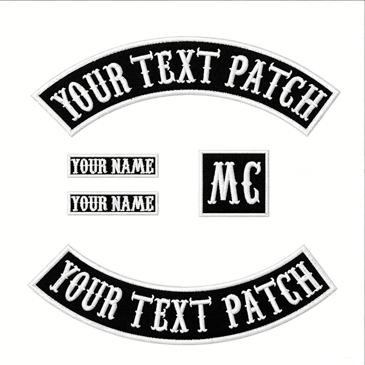 Custom Embroidery Rocker Patch Iron on 350 MM Wide Top and Bottom Motorcycle Biker Patches for Jacket MegaBDM