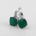 OEM/ODM Luxury 925 Sterling Silver Green Agate Jewelry English Lock Earrings for Women