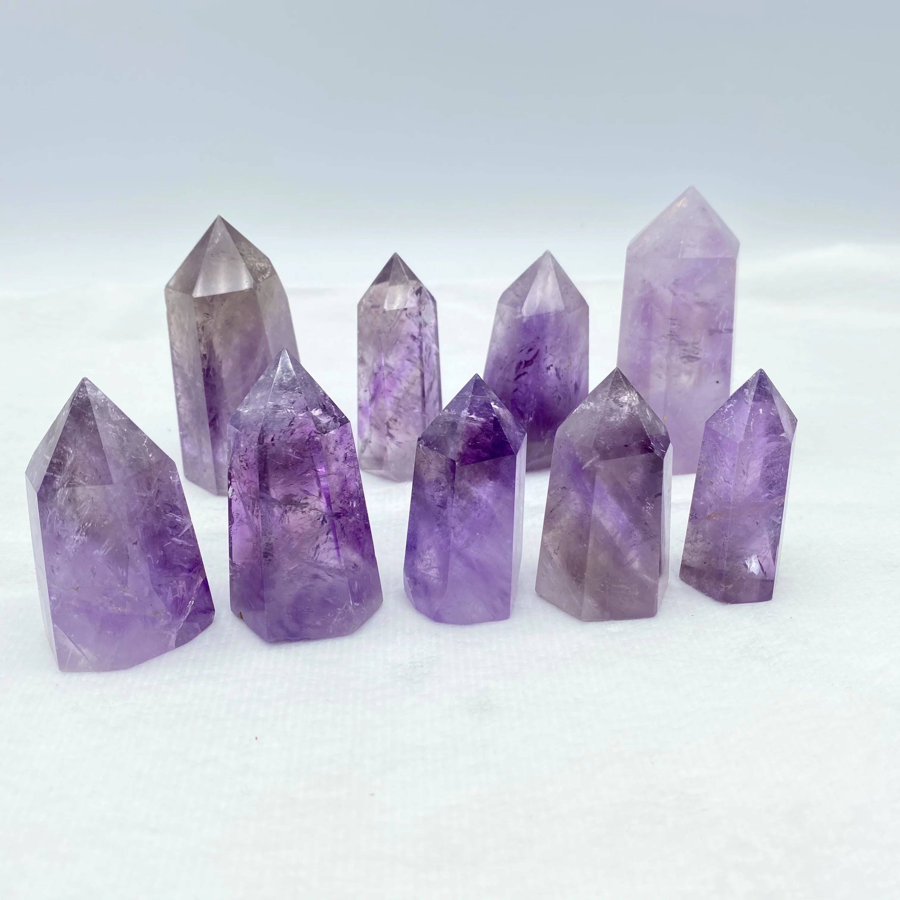 Wholesale natual purple crystal wand healing stones amethyst point tower