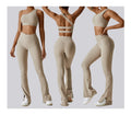 Activewear Custom Gym Workout Fitness Pant Flare Set Casual Ribbed Soft 2 Pieces Yoga Flared Leggings Set for Women