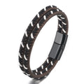 Personality Rope Weaving Double Leather Rope Bracelet Men Vintage Charm Alloy Bracelet
