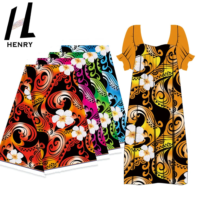 High Quality Samoan Tribal Pattern Design Egg Flower Printed Polyester Fabric for Polynesian Garments