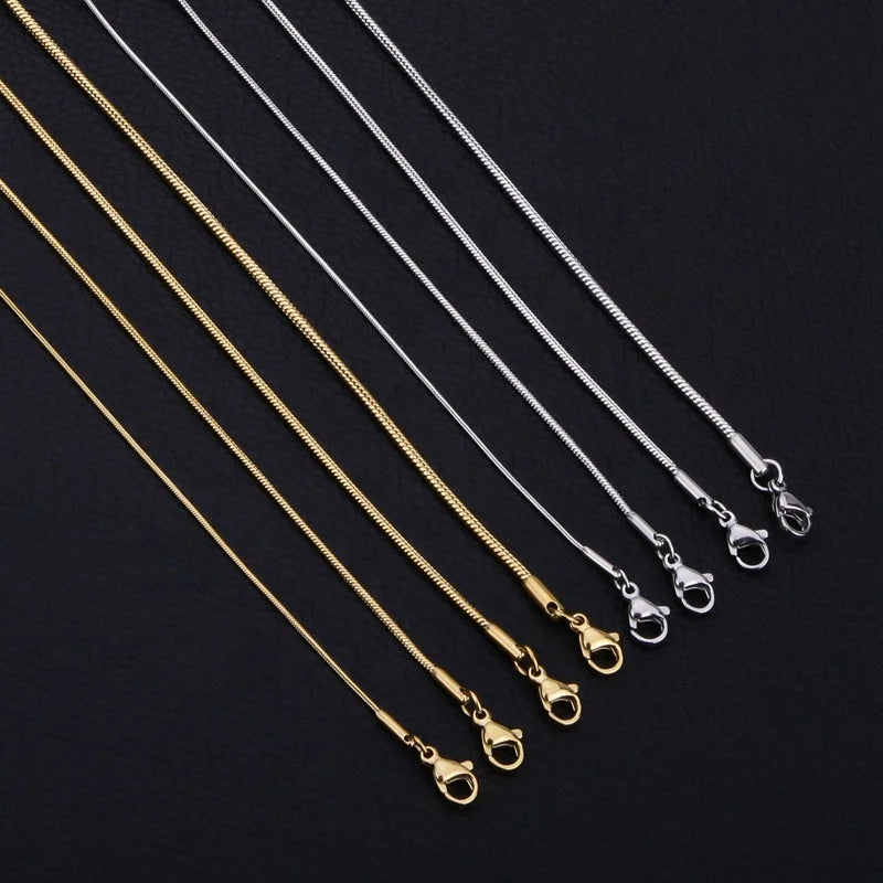 Hot Sale Cheap Fashion Jewelry Chain Accessories 18K Gold Stainless Steel Simple Round Snake Bone Chain Necklace for Women Men