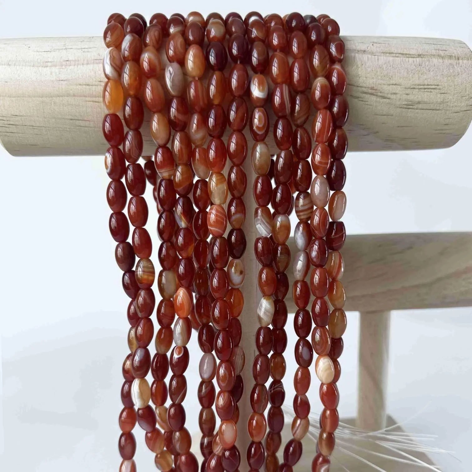 BS-6120 Real Aqeeq Natural Smooth Red Carnelian Striped Agate Beads 8x12mm Loose Gemstone Stone Beads for  Making