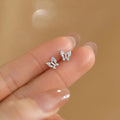 Korean Style S999 Pure Sterling Silver Zircon ButterflyStud Earrings Versatile Trendy for Women Jewelry Accessories YB-XY-553
